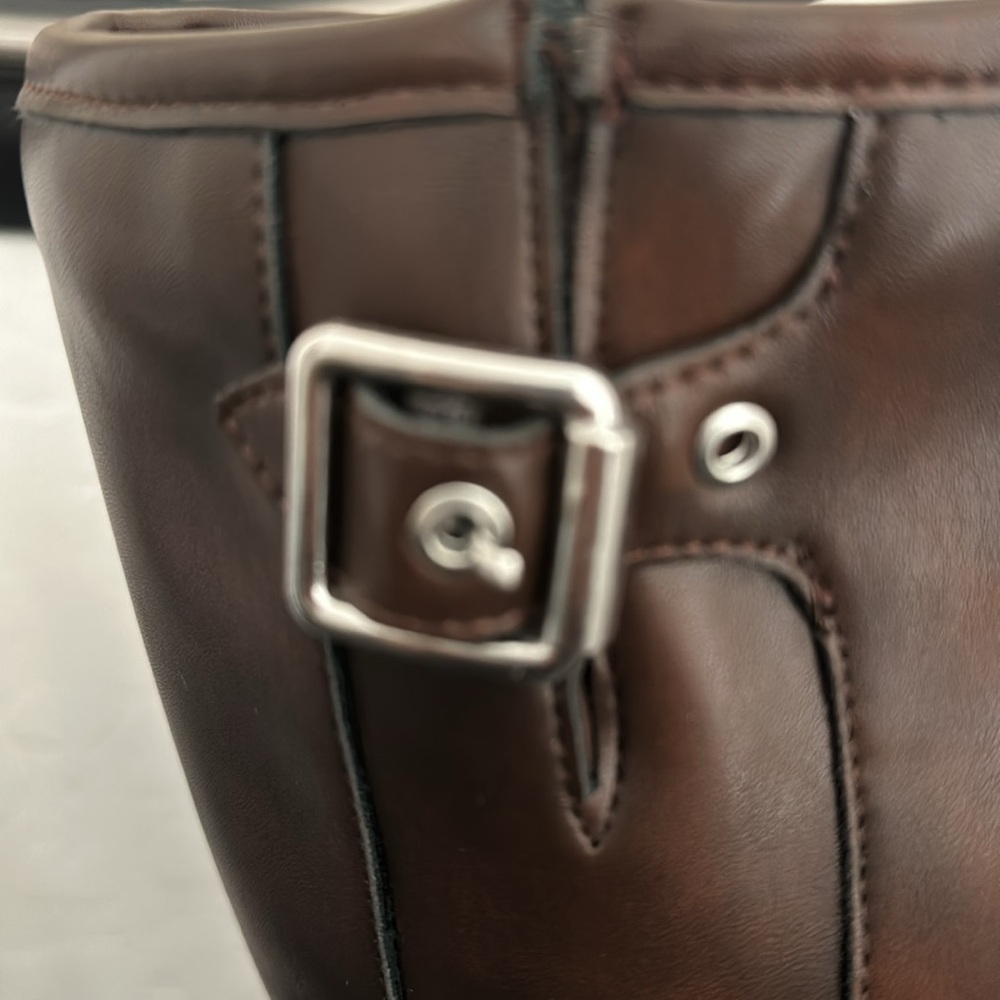 MADDEN GIRL Brown Black with Silver Buckle Tall Boots. Size 11 Vegan Leather - Picture 8 of 16